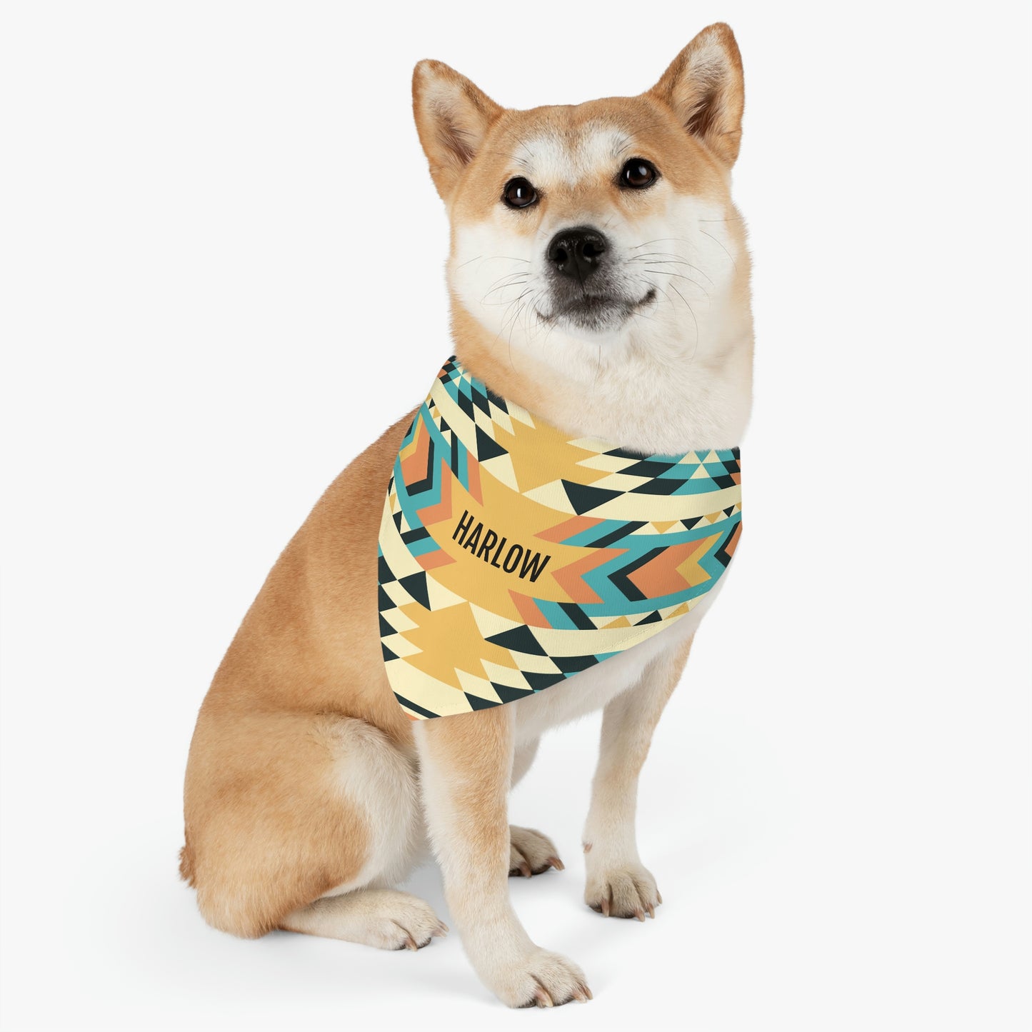 Personalized Western Boho Yellow Pet Bandana Collar
