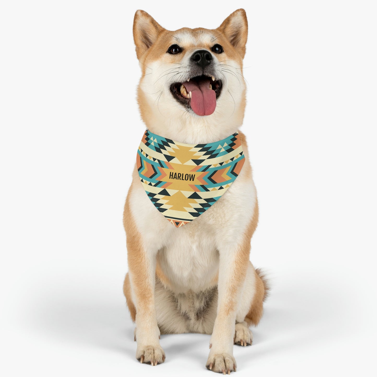 Personalized Western Boho Yellow Pet Bandana Collar