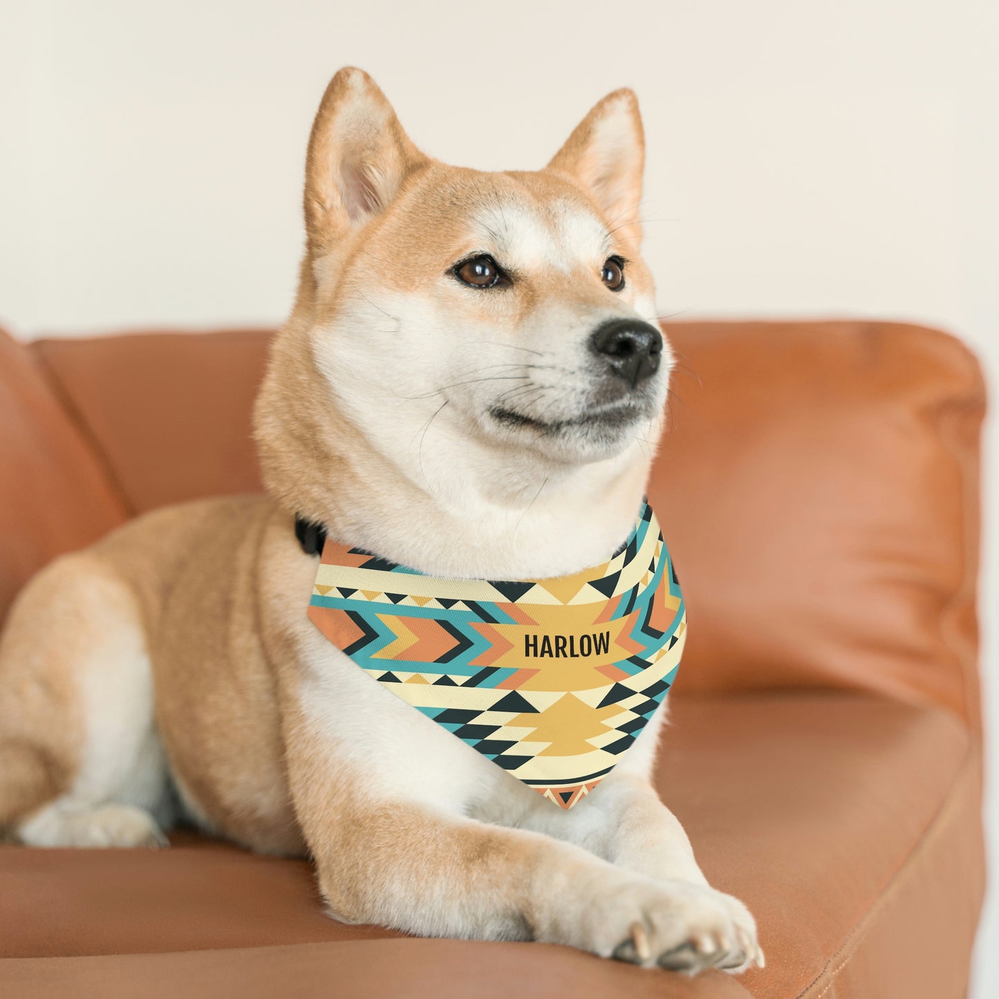 Personalized Western Boho Yellow Pet Bandana Collar