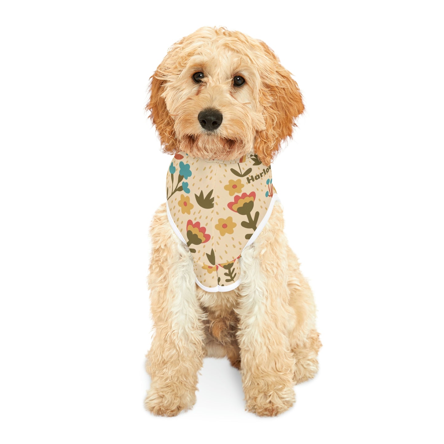 Personalized Retro Hippie Floral Print Pet Hoodie