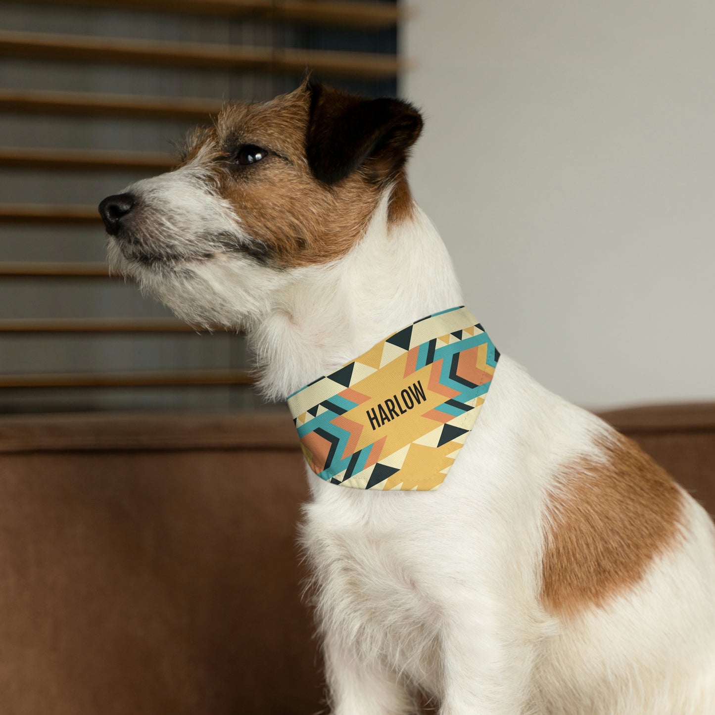 Personalized Western Boho Yellow Pet Bandana Collar