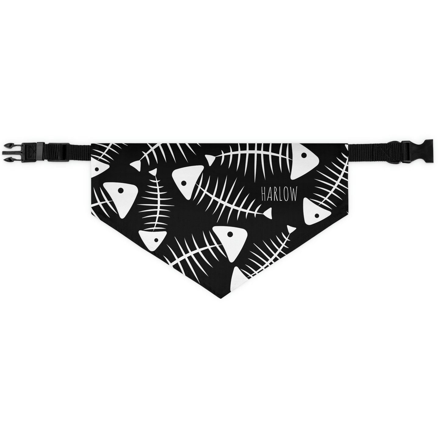 Personalized goth Punk Fish Bone Pet Bandana Collar