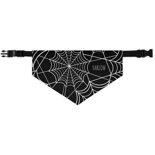 Personalized Goth Punk Spider Web Pet Bandana Collar