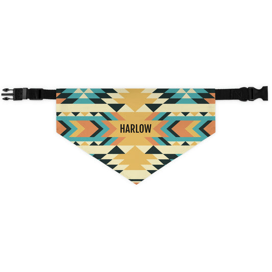 Personalized Western Boho Yellow Pet Bandana Collar