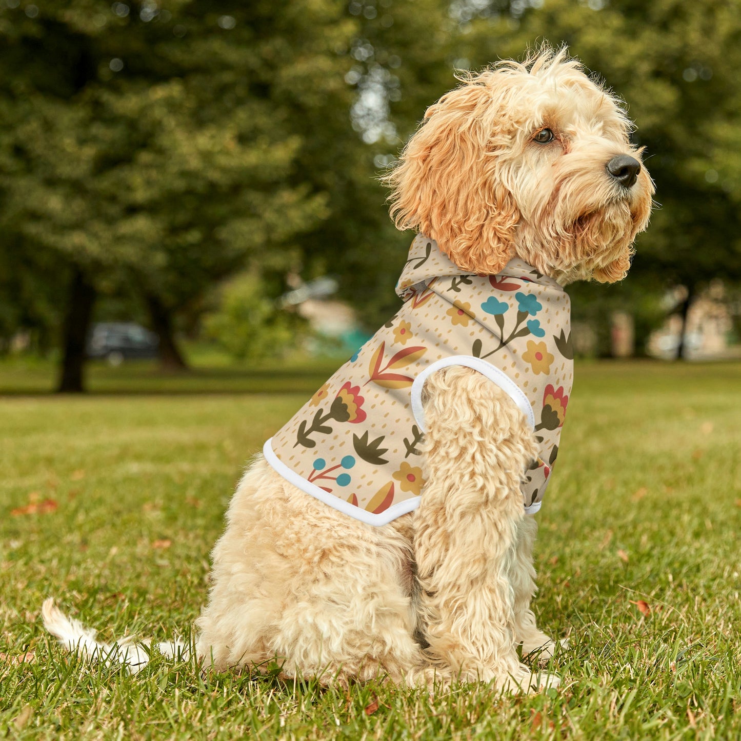 Personalized Retro Hippie Floral Print Pet Hoodie