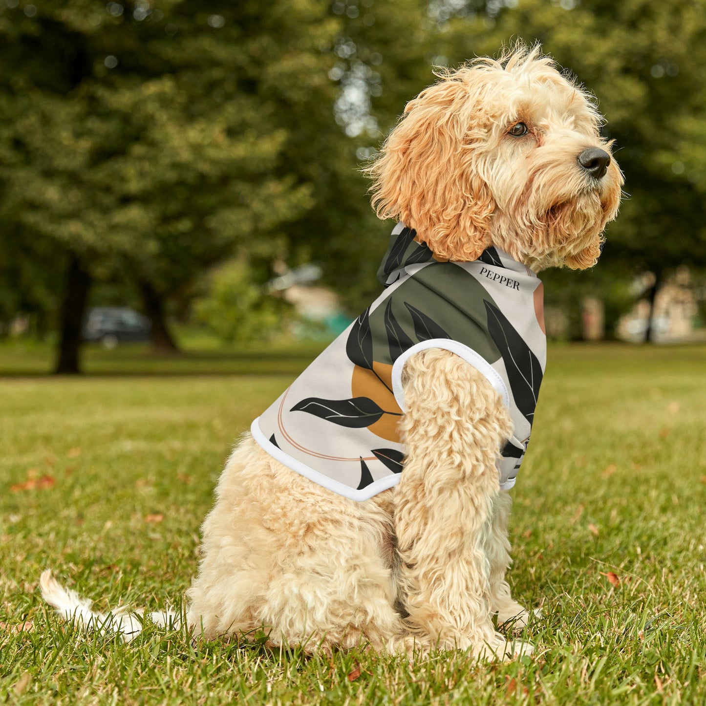 Personalized Retro Hippie Leaf Print Pet Hoodie