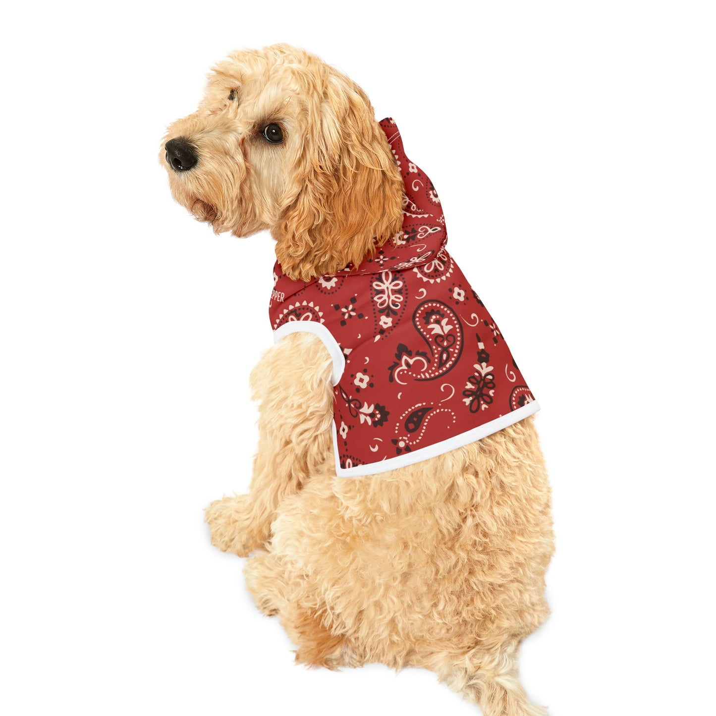 Personalized Western Red Paisley Pet Hoodie