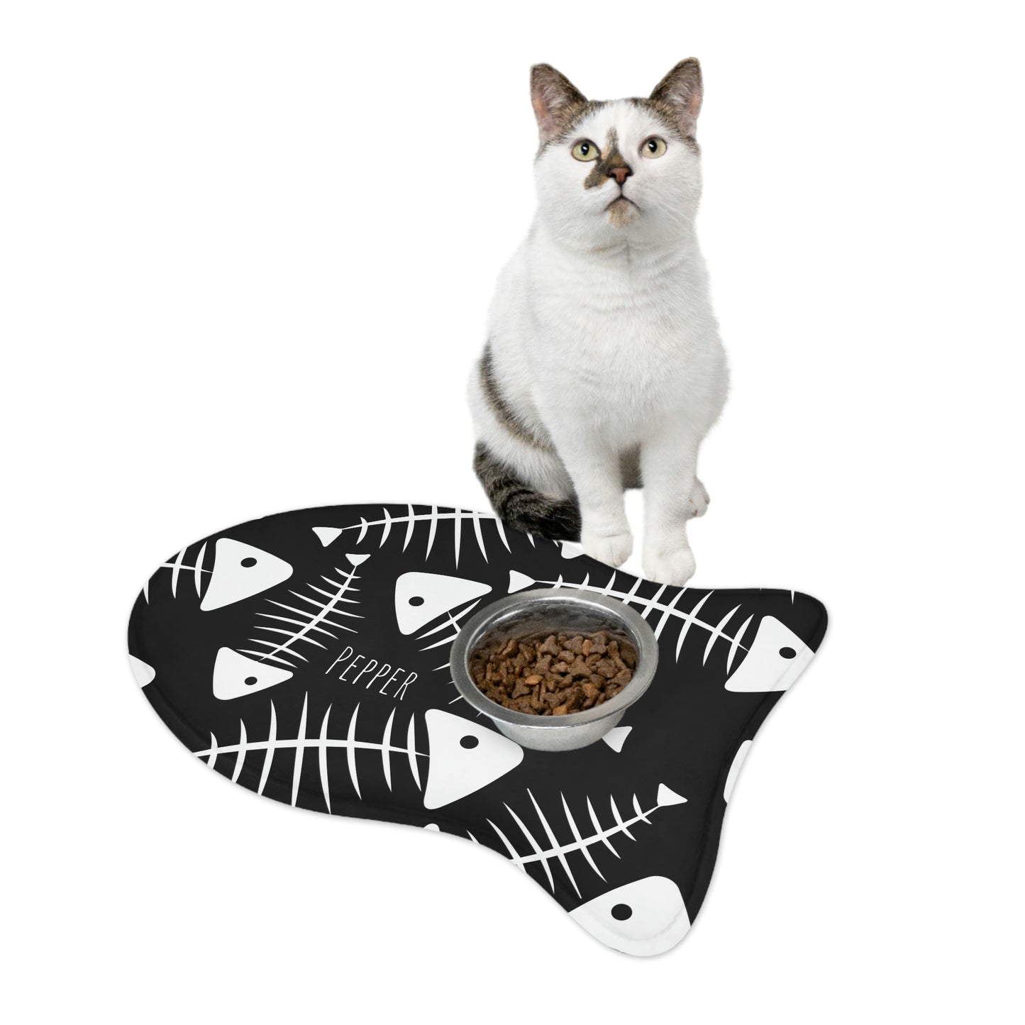 Personalized Goth Punk Fish Shaped Pet Feeding Mat