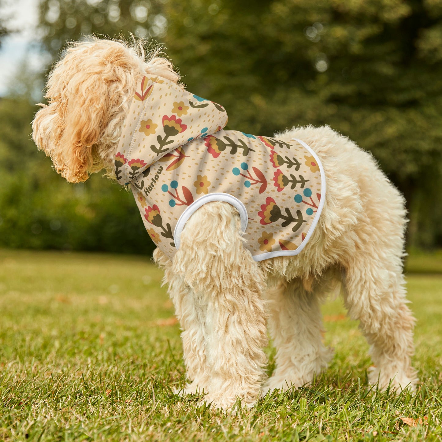 Personalized Retro Hippie Floral Print Pet Hoodie