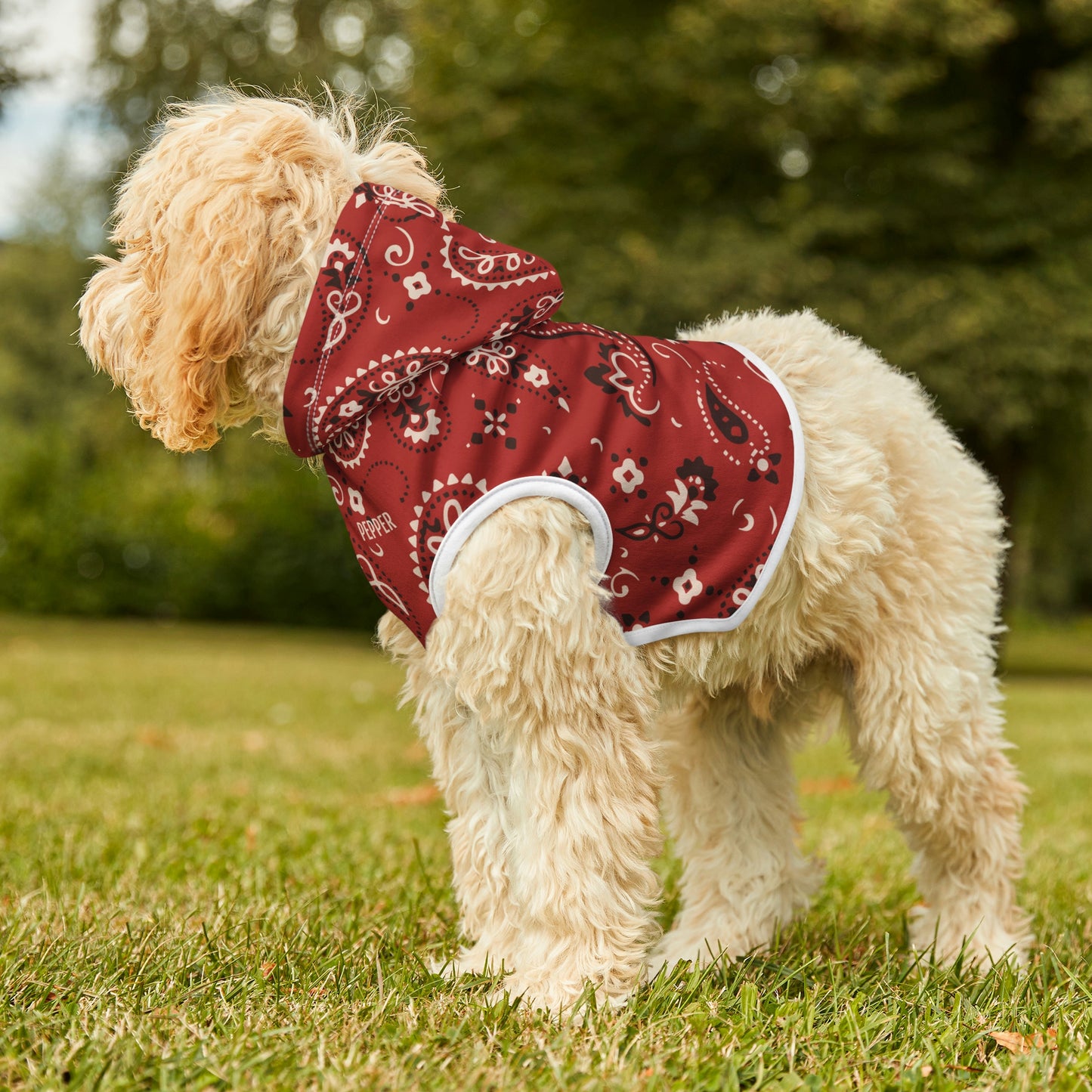 Personalized Western Red Paisley Pet Hoodie