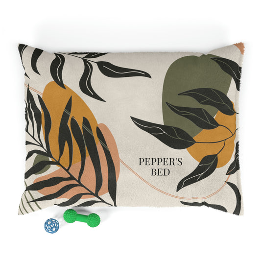 Personalized Retro Hippie Leaf Print Pet Bed