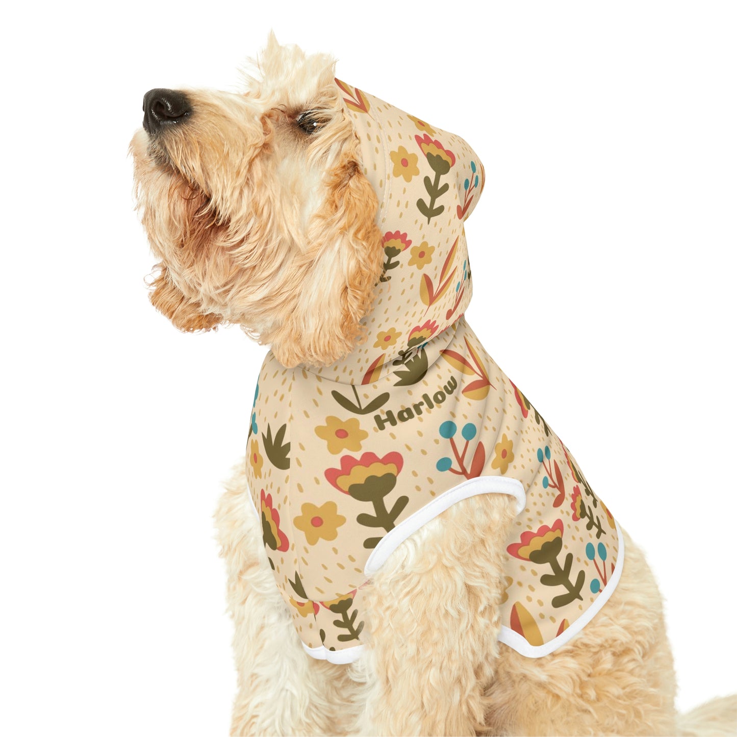 Personalized Retro Hippie Floral Print Pet Hoodie