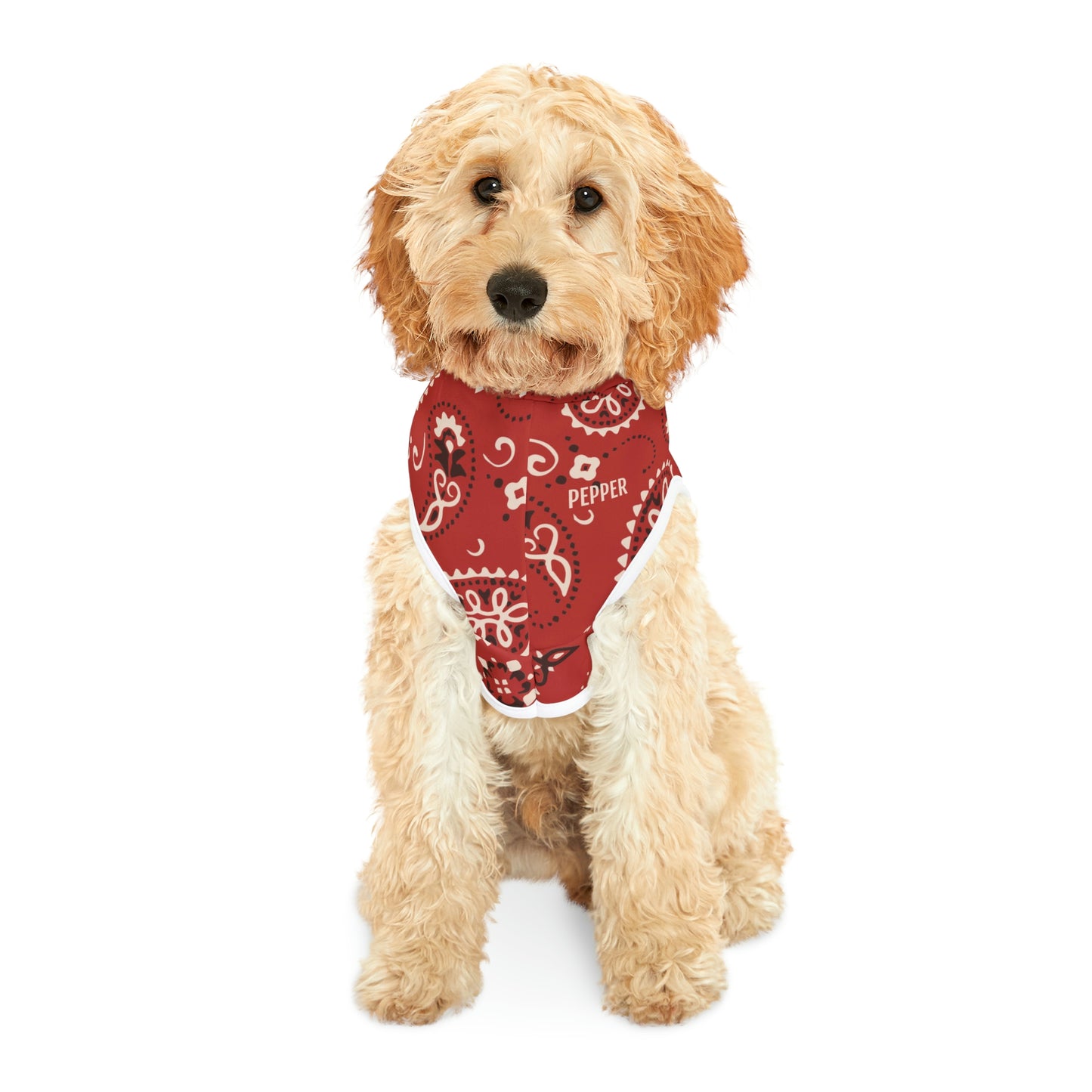 Personalized Western Red Paisley Pet Hoodie