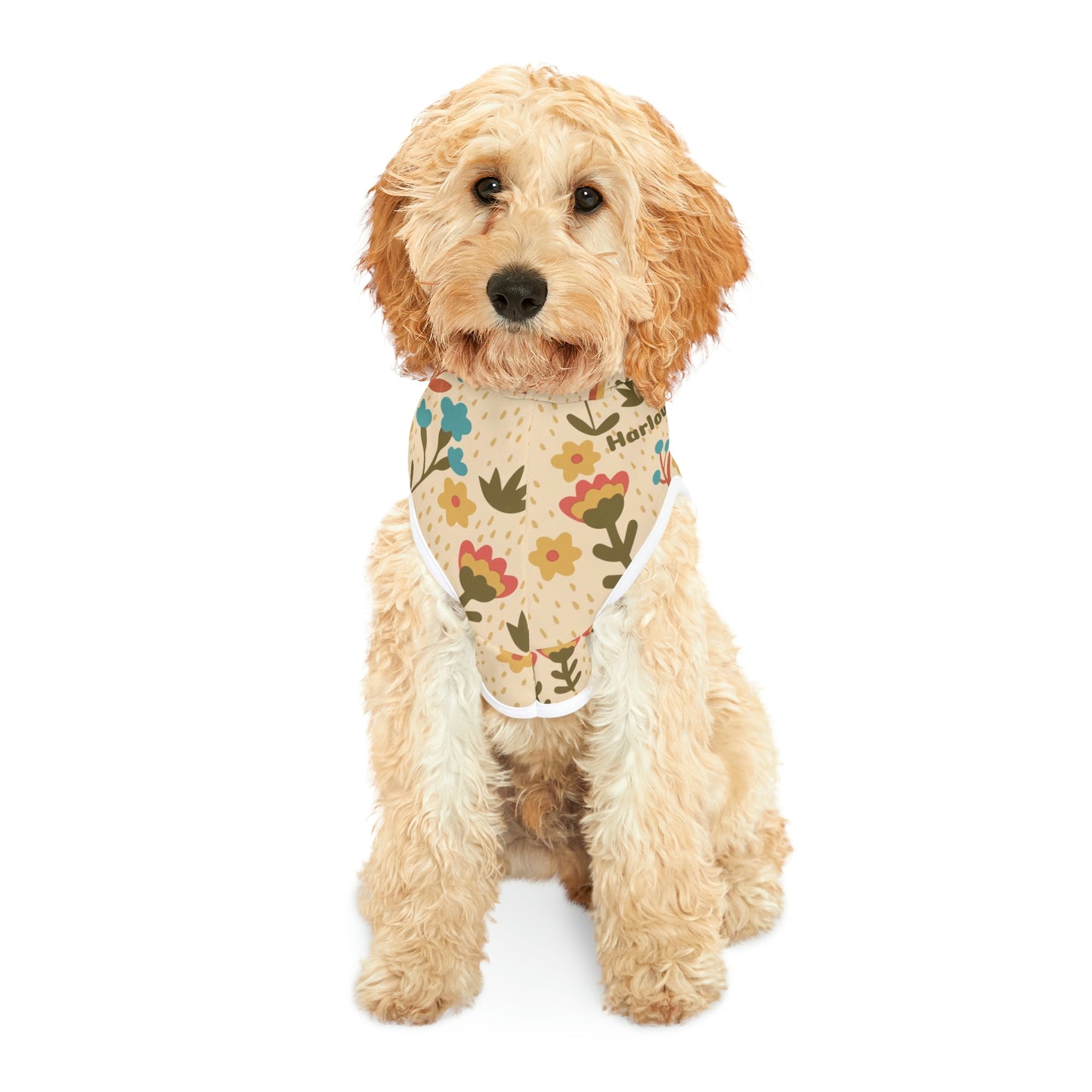 Personalized Retro Hippie Floral Print Pet Hoodie