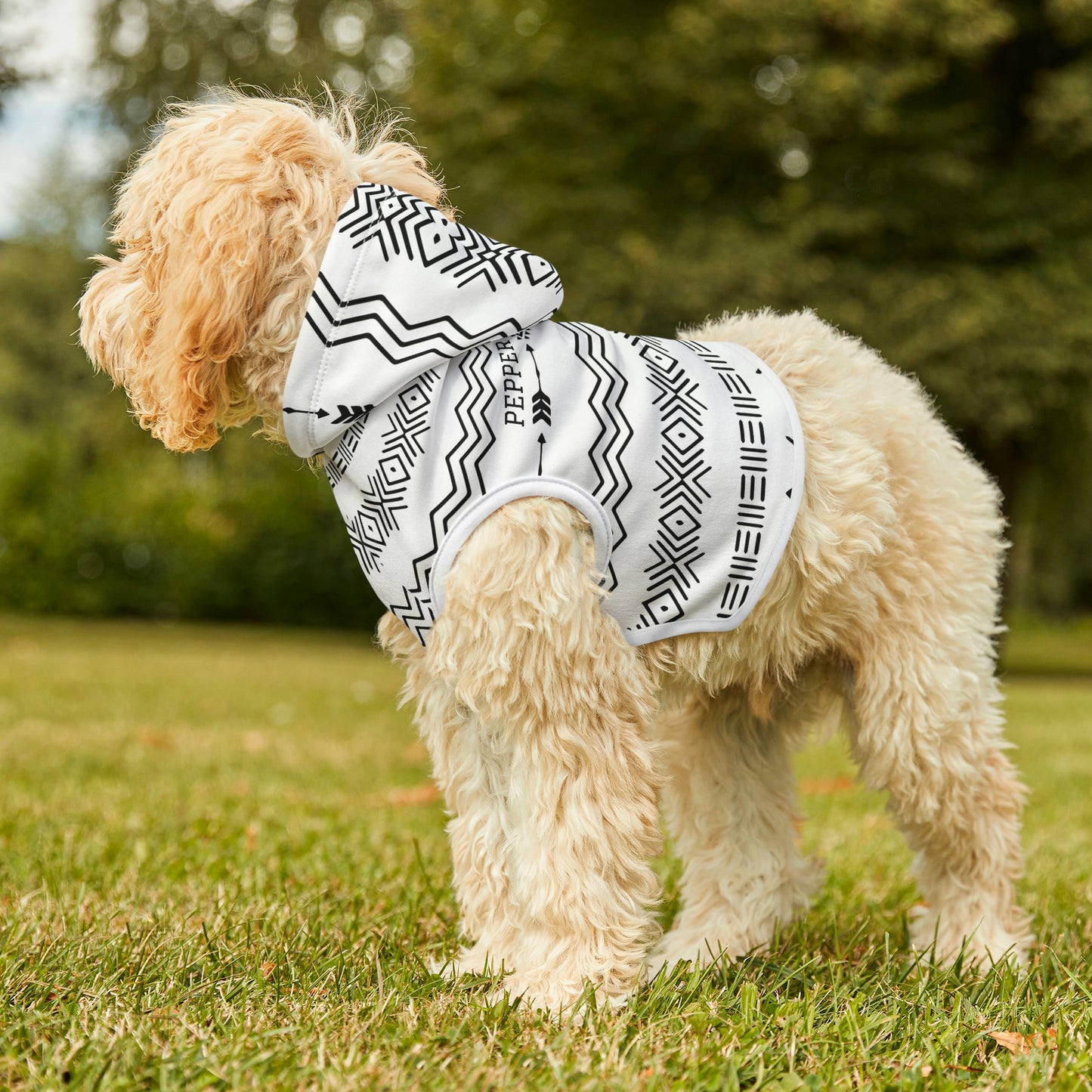 Personalized Western Boho White Pet Hoodie