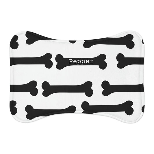 Personalized Goth Punk Bone Shaped Pet Feeding Mat