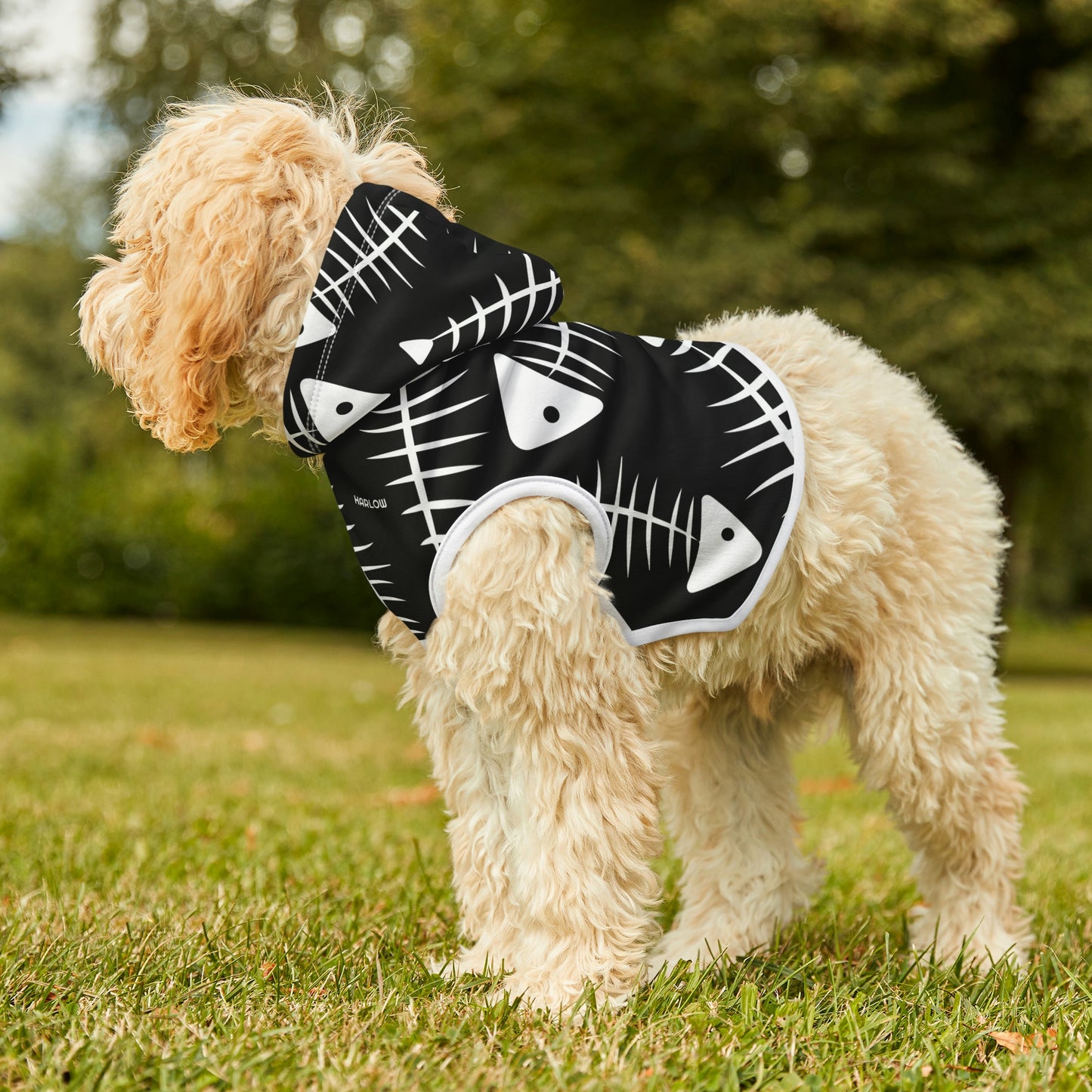 Personalized Goth Punk Fish Bone Pet Hoodie