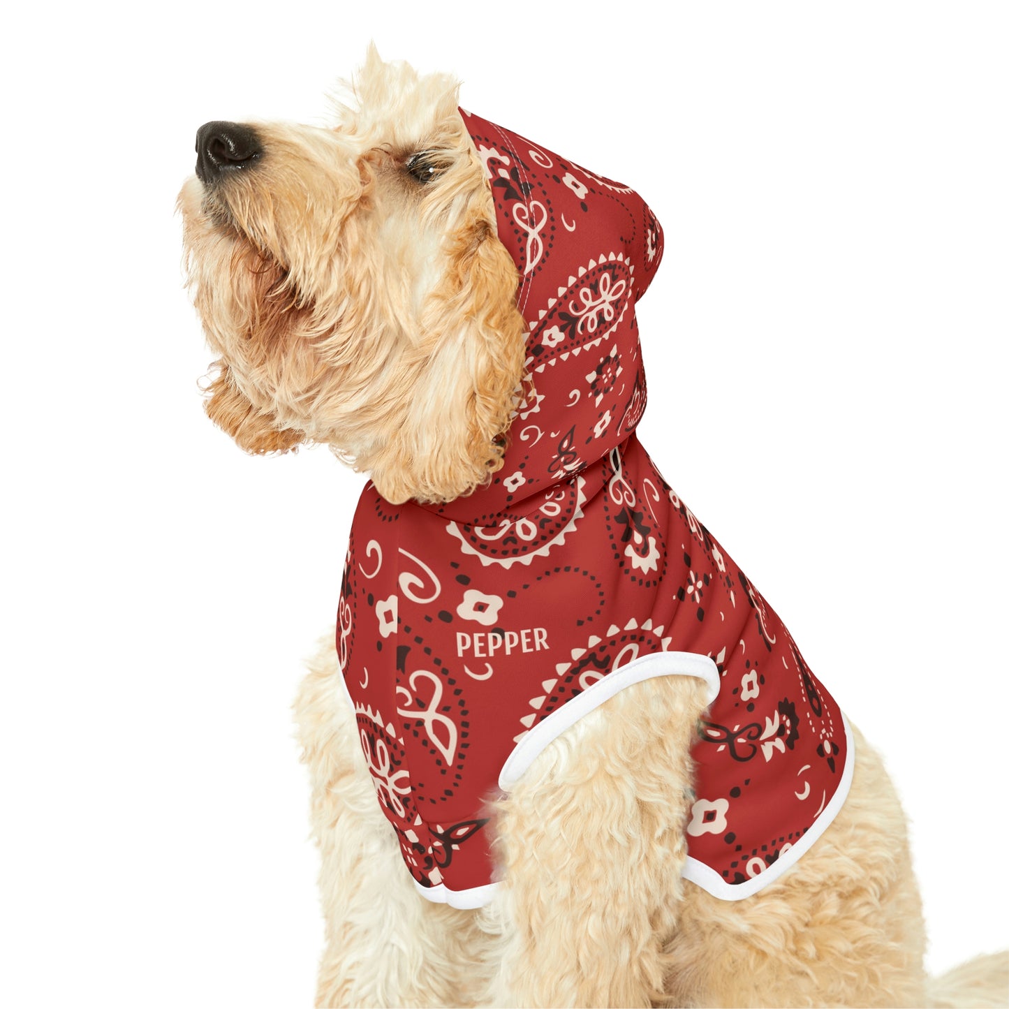 Personalized Western Red Paisley Pet Hoodie