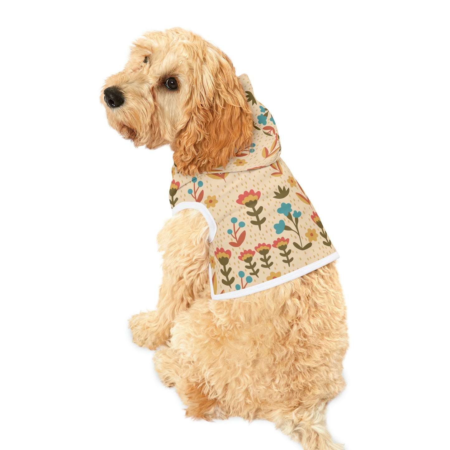 Personalized Retro Hippie Floral Print Pet Hoodie