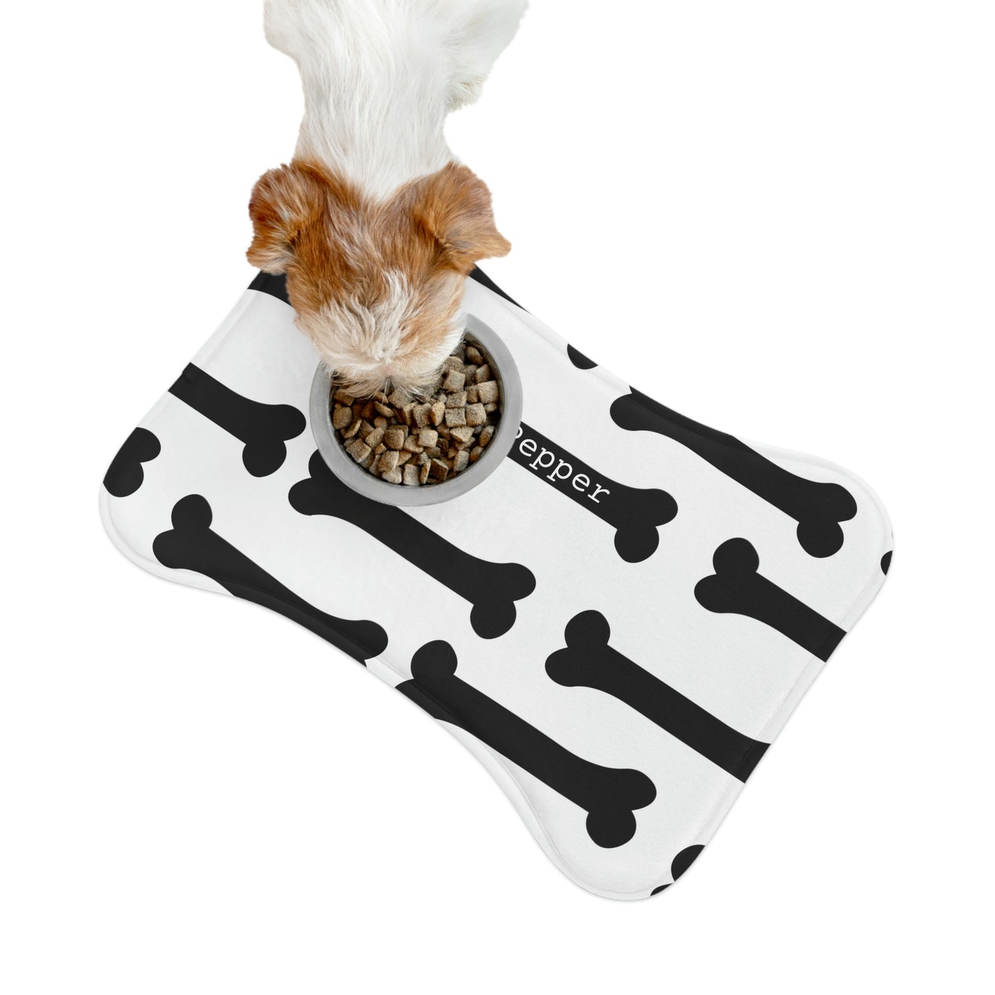 Personalized Goth Punk Bone Shaped Pet Feeding Mat